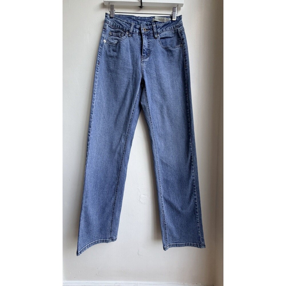 Christopher Blue Stretch Straight Leg Jeans Size 4 Medium Wash Denim Pant Cut